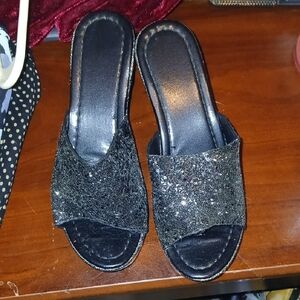 Sparkling Black Women's Wedges